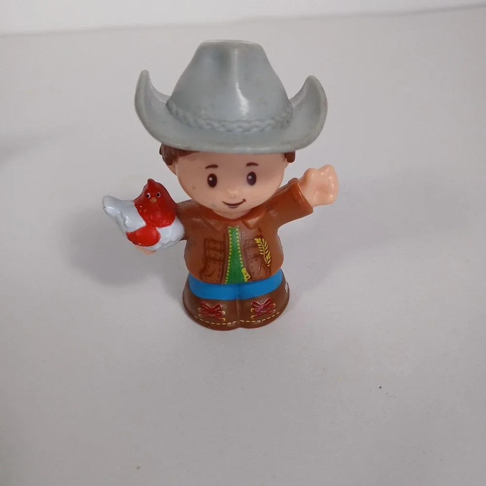 Fisher Price Little People Cow Chicken & Farmer - Farm Animal Lot Of 3